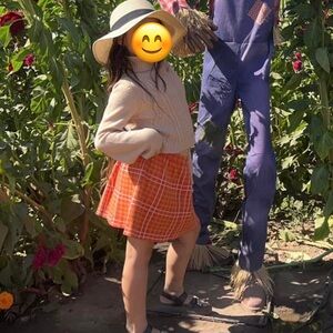 Charming Orange Plaid Kids skirt